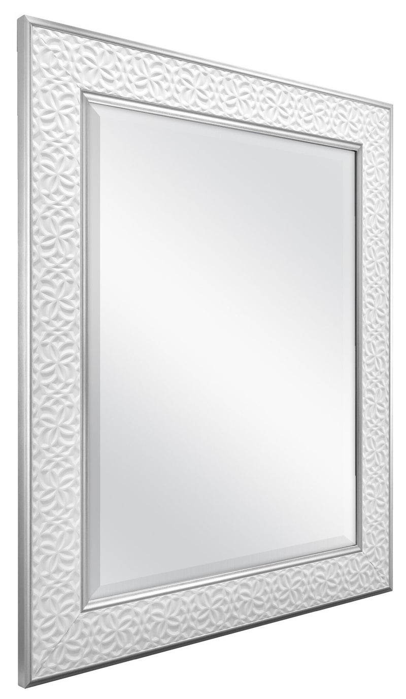 MCS Nordic Blossom Large Wall Mirror, Modern Rectangle Mirror Home Decor for Living Room, Bedroom, or Bathroom, 21 by 25 Inch, White - Image 2